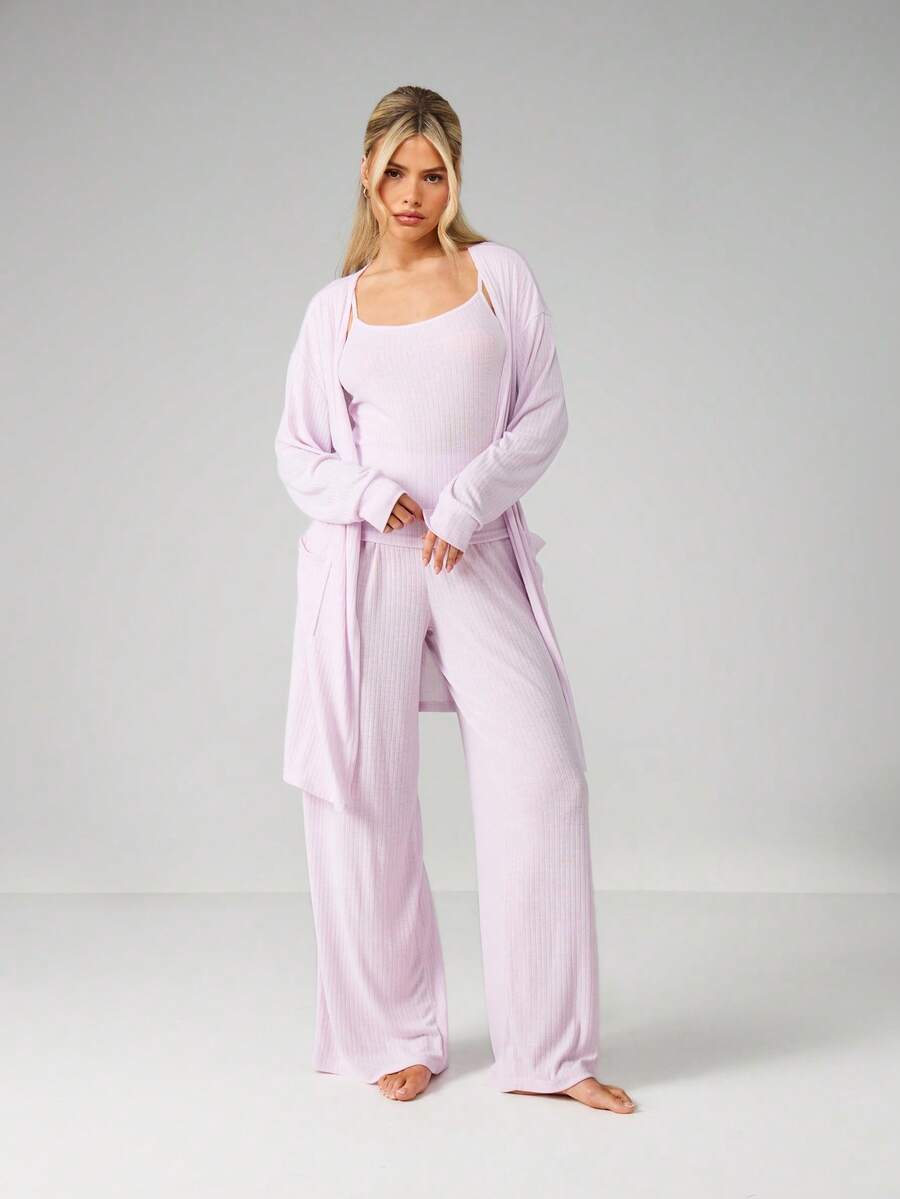Tank Top Ribbed - Ribbed Pointelle Lounge Set With Camisole
