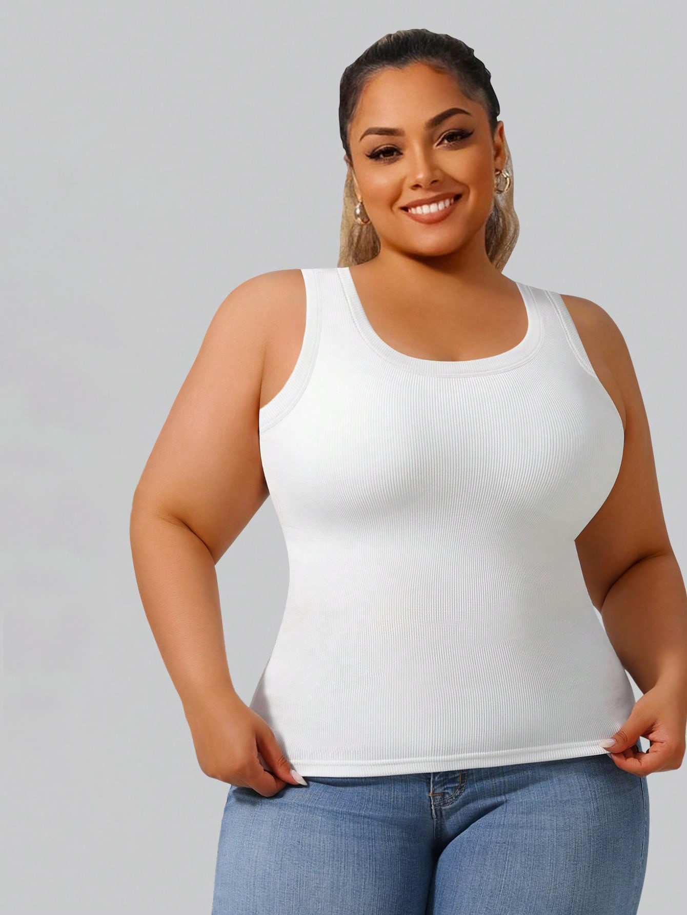 Plus Size Women's Solid Ribbed - Tank Top Ribbed review and price