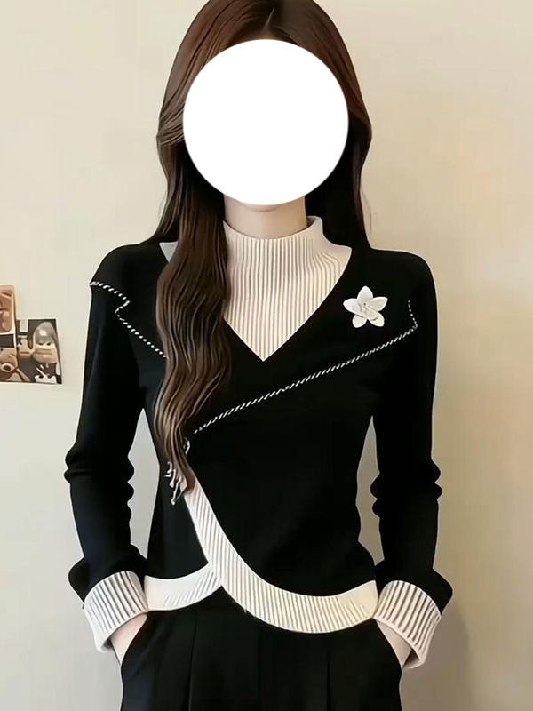 Faionable Contrast Color Blo H - Base Layer Top review and price
