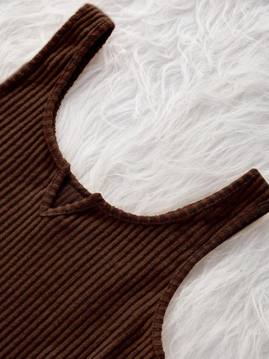 Brown Ribbed Brushed Tank Top  - Tank Top Ribbed review and price