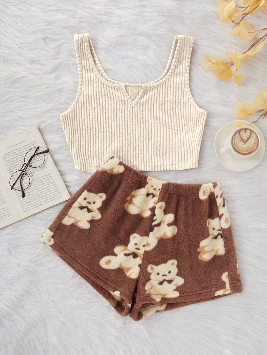 Brown Ribbed Brushed Tank Top  - Tank Top Ribbed review and price