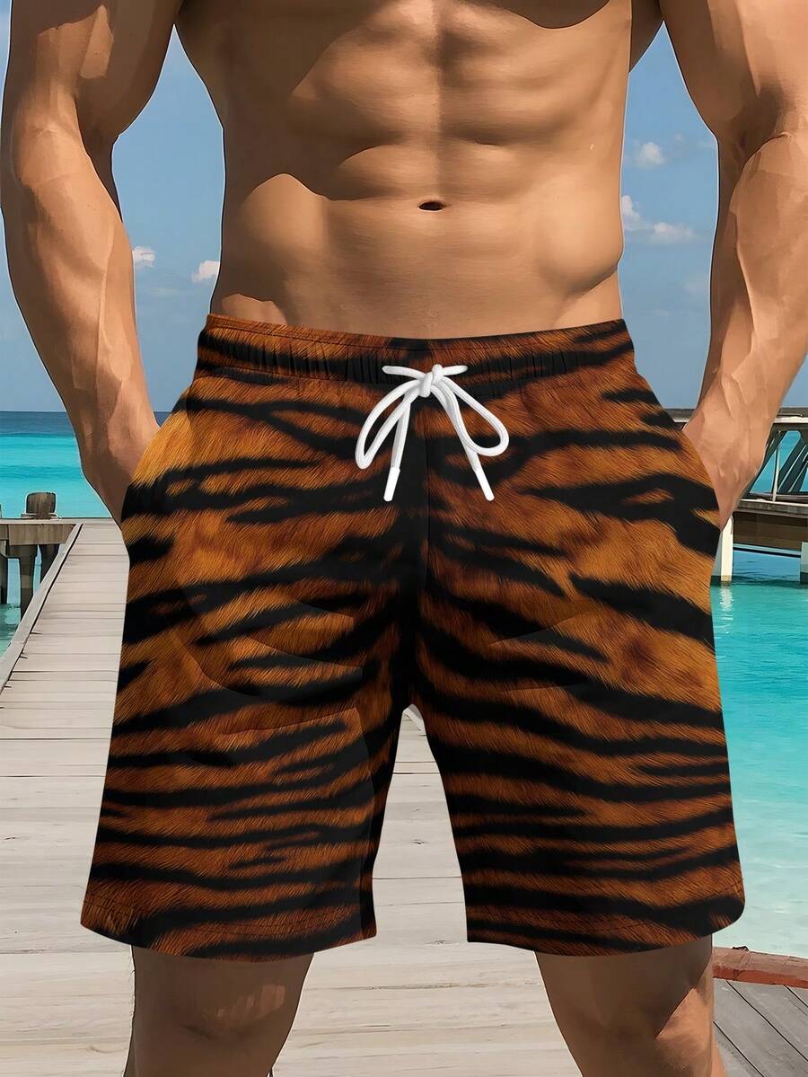 Mens Tiger Print Beach Shorts  - Trunk Breathable Men review and price