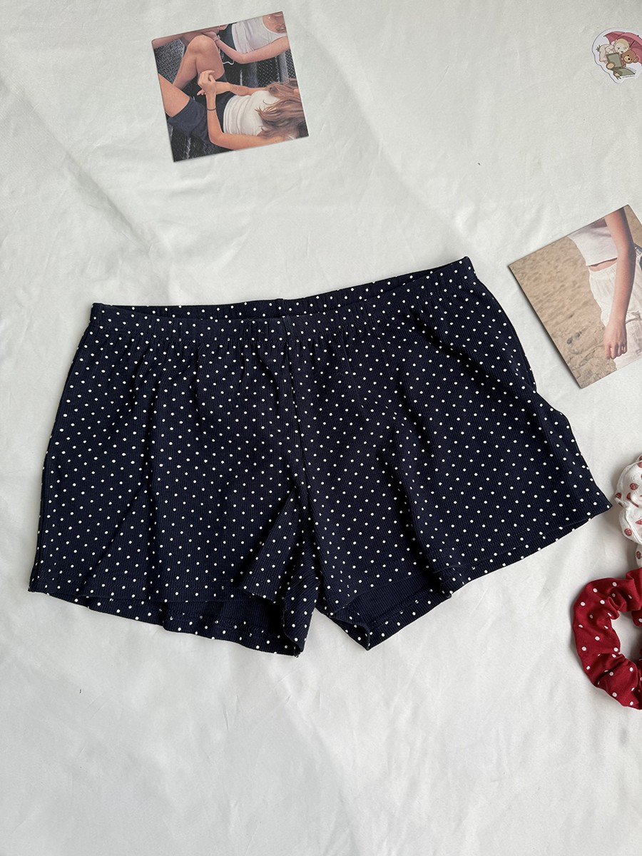 Navy Dot Ribbed Shorts Sets Wo - Tank Top Ribbed review and price