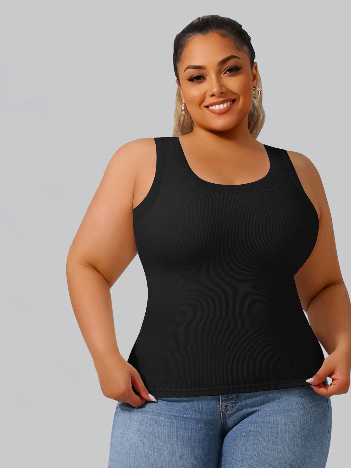 Plus Size Women's High Stretch - Tank Top Ribbed review and price